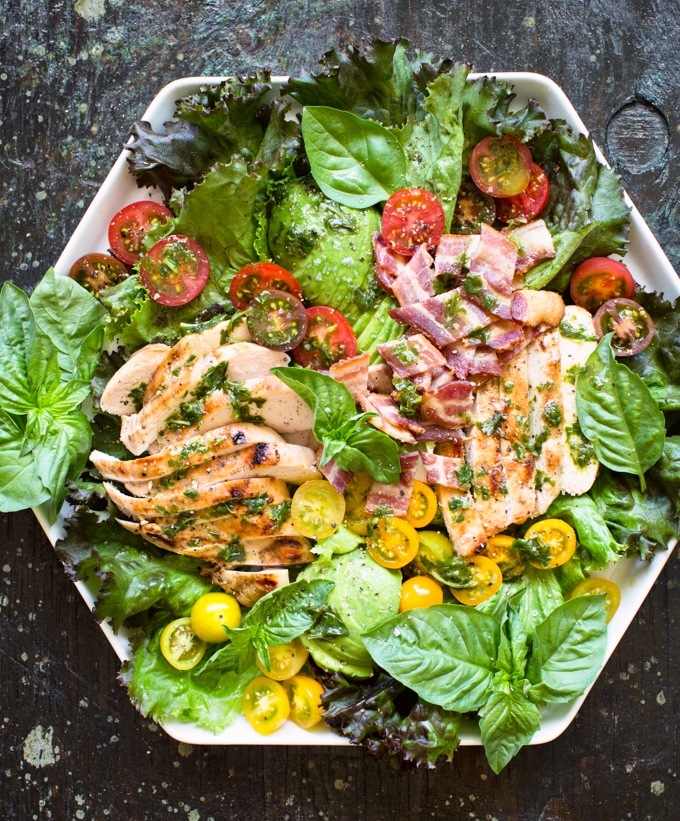 Grilled Lemon Chicken Salad with Basil Dressing | Kitchen Konfidence